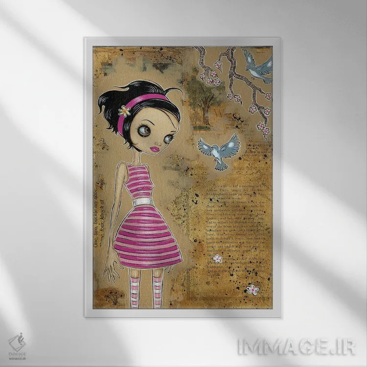 تابلو مرغ مقلد اثر کایا کوپمن - نمای قابدار سفید