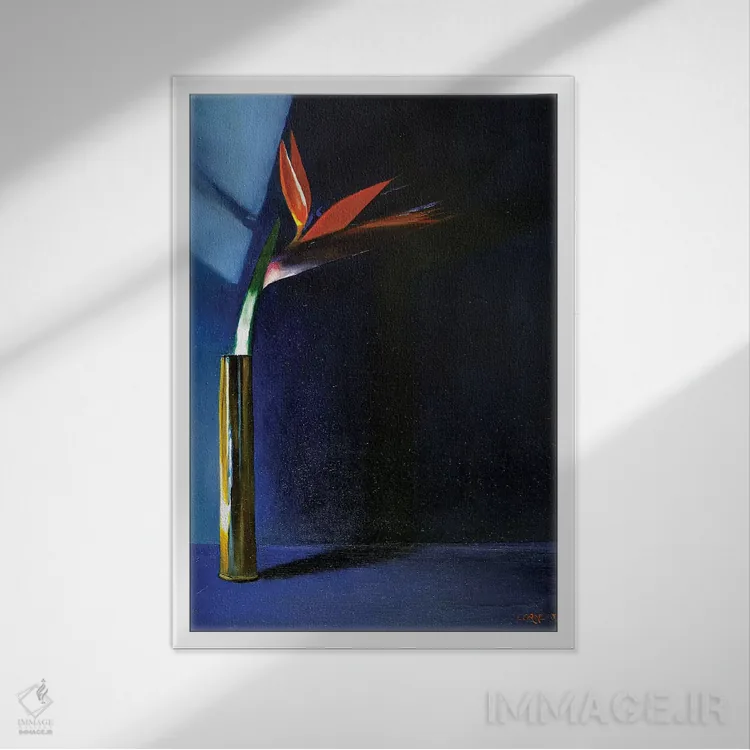 تابلو استرلیتزیا (گل پرنده بهشتی) اثر کُرنه آکرز - نمای قابدار سفید