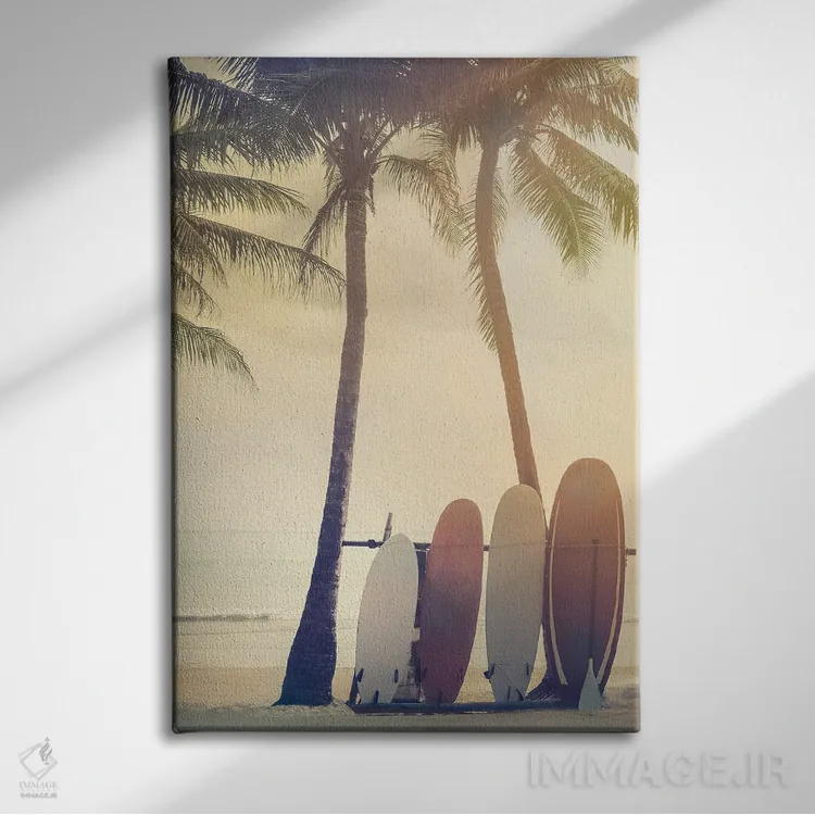 تابلو تابستان موجسواری اثر مایک کالاسیبتا - نمای روبهرو روی دیوار