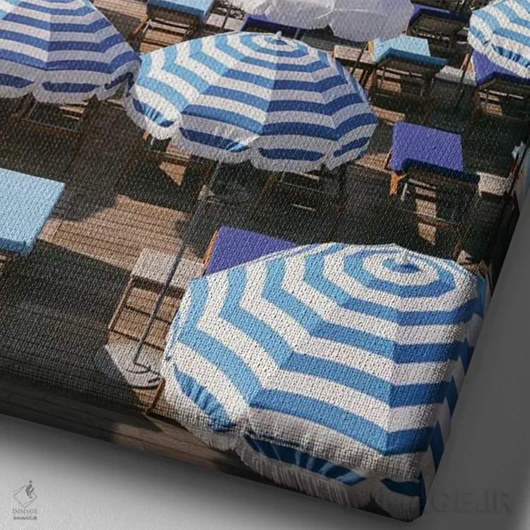 تابلو راهراههای دریای ریویرا فرانسه اثر کارینا اوکولا - نمای نزدیک بافت بوم