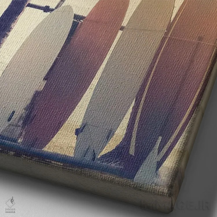 تابلو تابستان موجسواری اثر مایک کالاسیبتا - نمای نزدیک بافت بوم