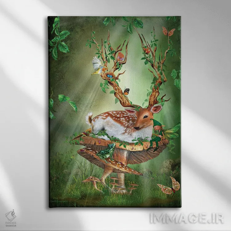 تابلو درخت گوزن (نقاشی فانتزی) اثر کارول کاوالاریس - نمای روبهرو روی دیوار