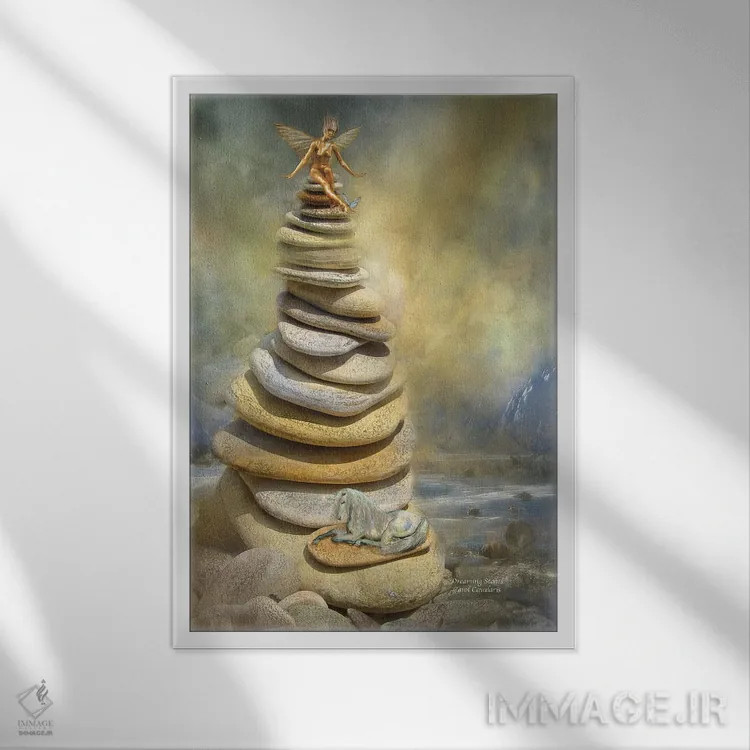 تابلو سنگهای رویاپرداز اثر کارول کاوالاریس - نمای قابدار سفید