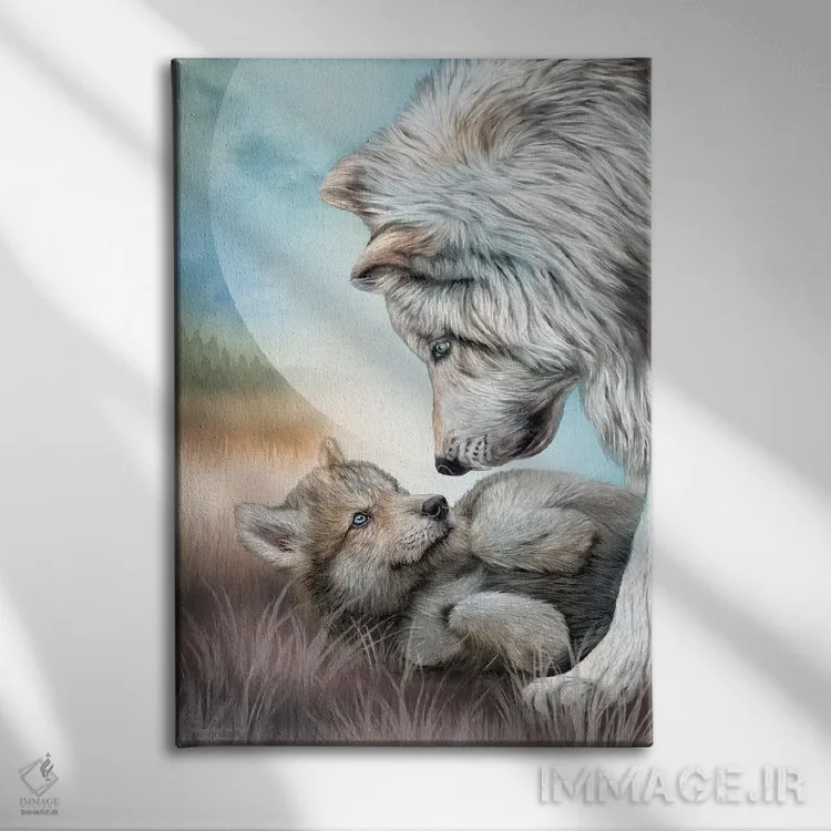 تابلو مادر و بچهاش (حیوانی) اثر کارول کاوالاریس - نمای روبهرو روی دیوار
