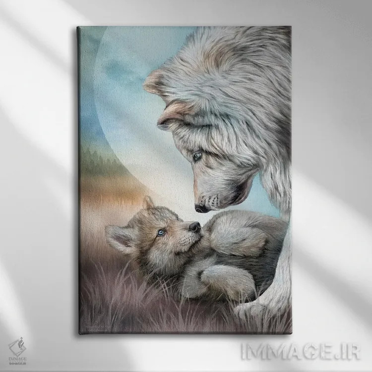 تابلو مادر و بچهاش (حیوانی) اثر کارول کاوالاریس - نمای روبهرو روی دیوار