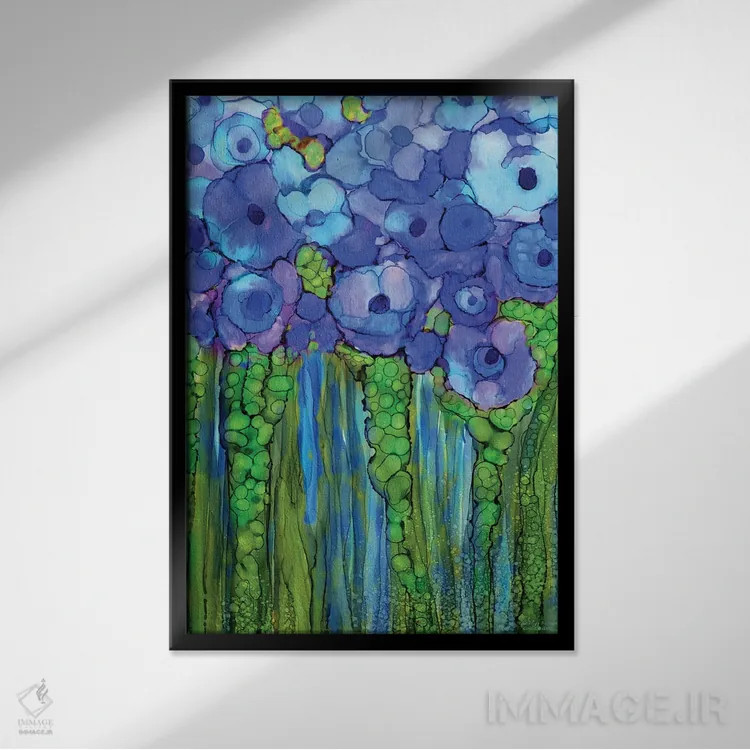 تابلو شکوفههای خشخاش اثر کارول کاوالاریس - نمای قابدار مشکی