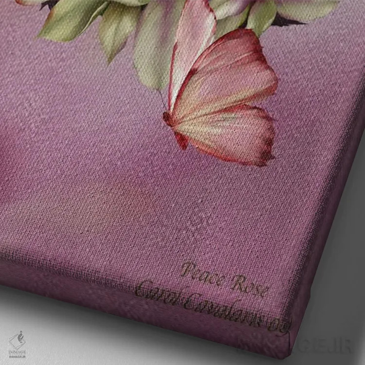 تابلو رز صلح اثر کارول کاوالاریس - نمای نزدیک بافت بوم