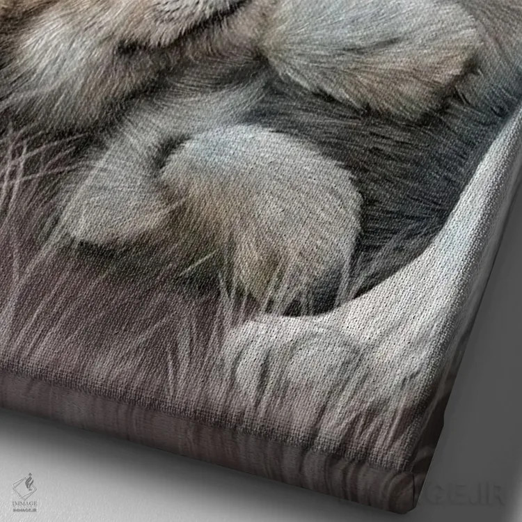 تابلو مادر و بچهاش (حیوانی) اثر کارول کاوالاریس - نمای نزدیک بافت بوم