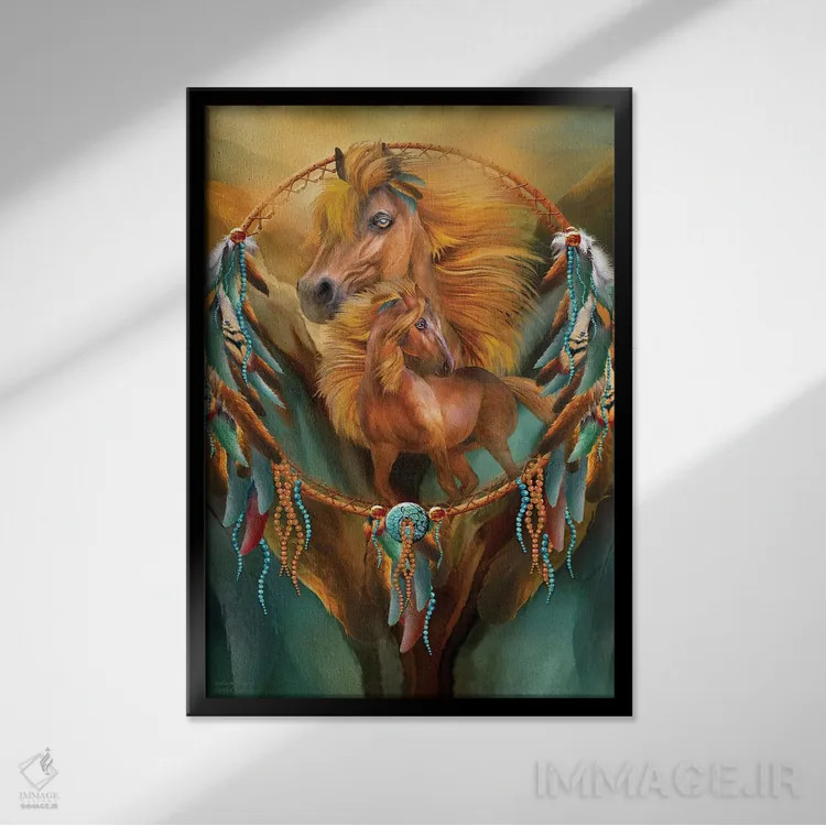 تابلو رویاهای اسب نر اثر کارول کاوالاریس - نمای قابدار مشکی