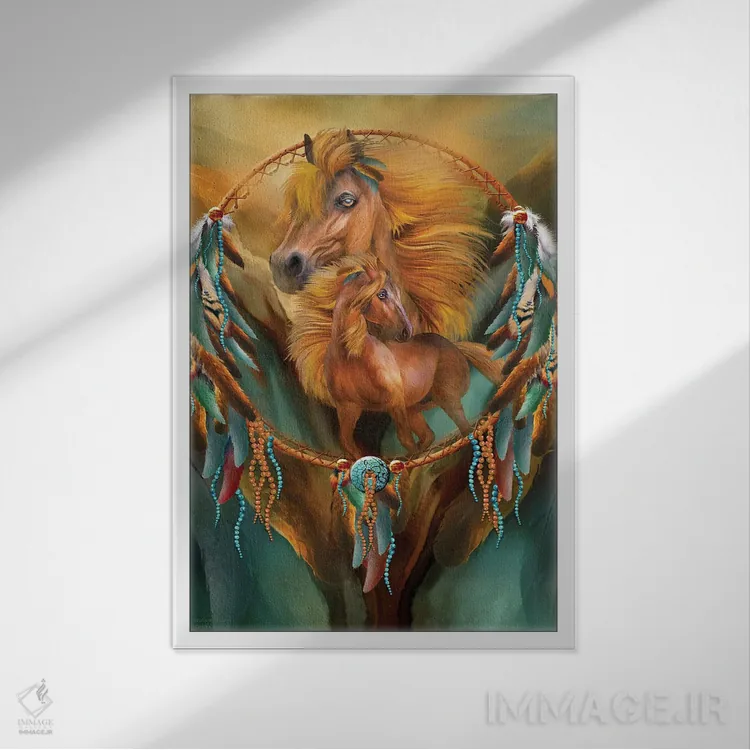 تابلو رویاهای اسب نر اثر کارول کاوالاریس - نمای قابدار سفید