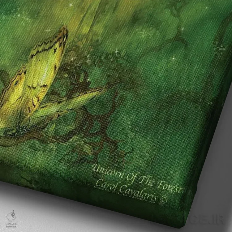 تابلو تکشاخ جنگل اثر کارول کاوالاریس - نمای نزدیک بافت بوم