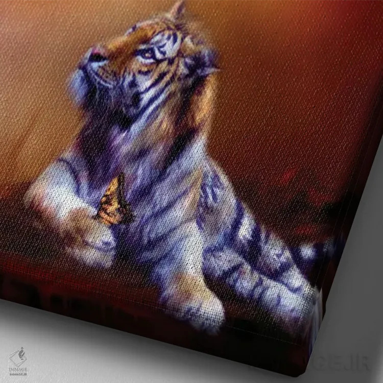 تابلو شش ببر وحشی اثر کارول کاوالاریس - نمای نزدیک بافت بوم