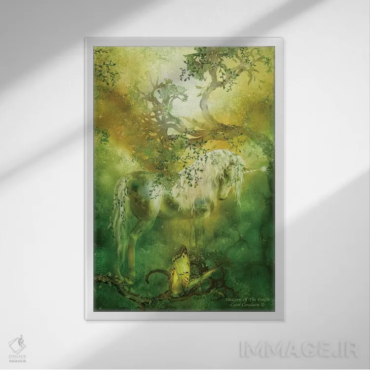 تابلو تکشاخ جنگل اثر کارول کاوالاریس - نمای قابدار سفید