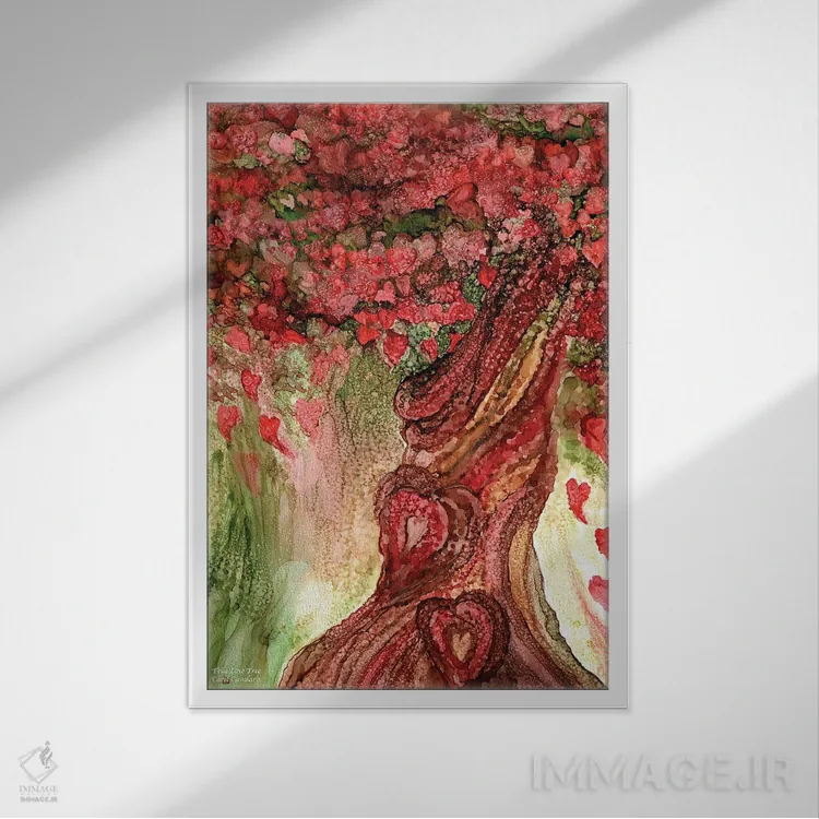 تابلو درخت عشق ناب اثر کارول کاوالاریس - نمای قابدار سفید