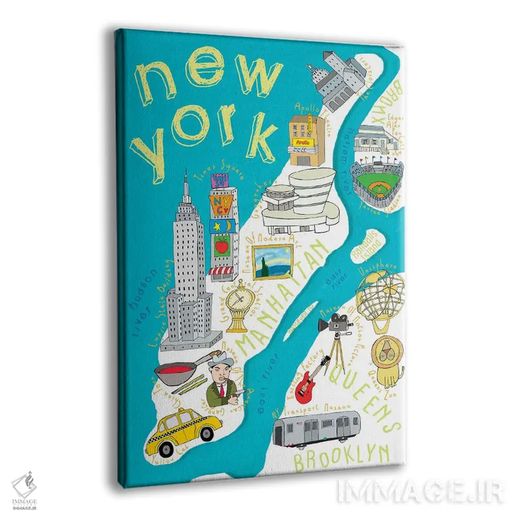 تابلو نقشههای ایالتی مصور نیویورک اثر کارلا دالی - نمای پرسپکتیو محصول