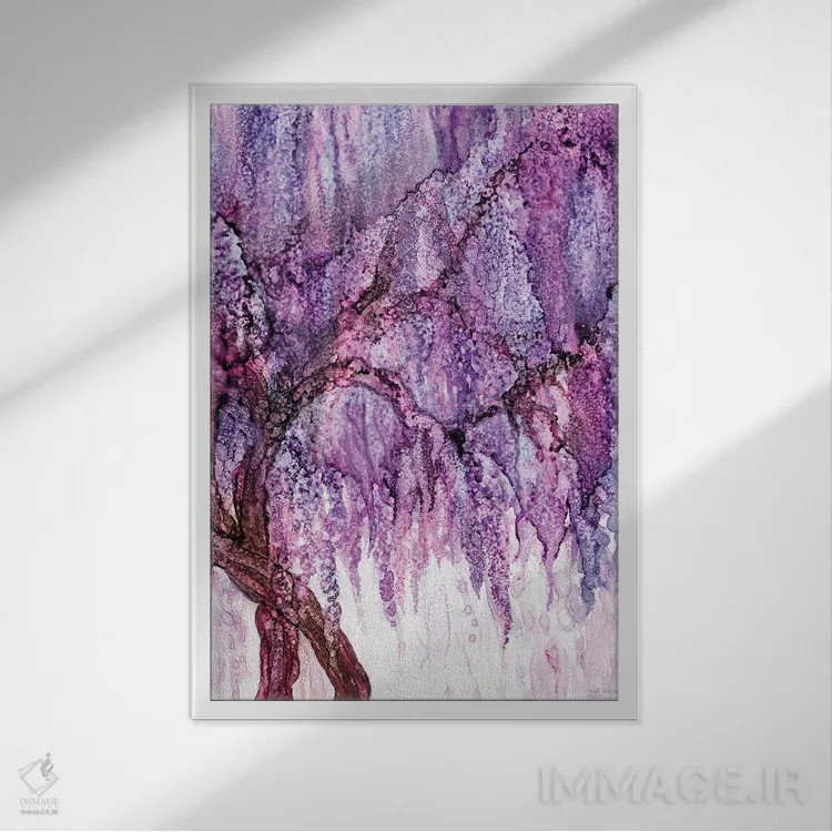 تابلو ویستریای وحشی اثر کارول کاوالاریس - نمای قابدار سفید