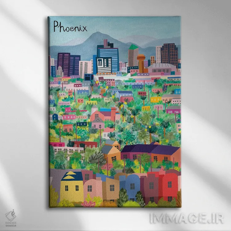 تابلو نمای هوایی فونیکس (آریزونا) اثر کارلا دالی - نمای روبهرو روی دیوار