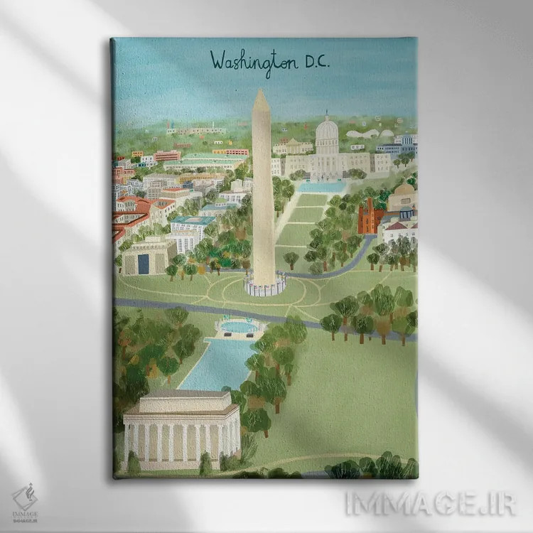 تابلو نمای هوایی واشینگتن دی.سی. اثر کارلا دالی - نمای روبهرو روی دیوار