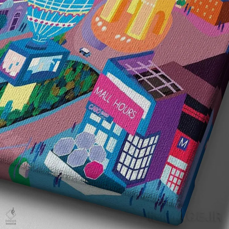 تابلو نمای هوایی لاسوگاس اثر کارلا دالی - نمای نزدیک بافت بوم