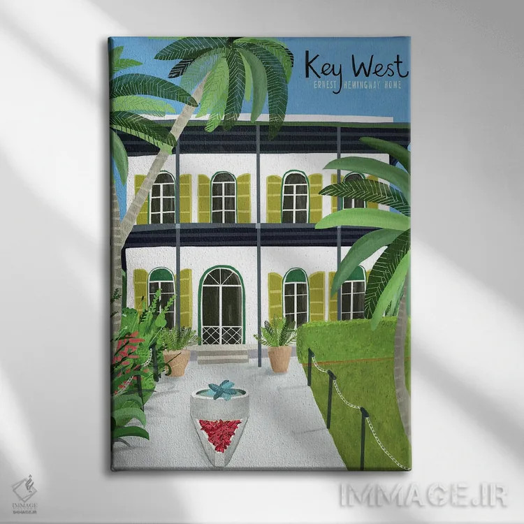 تابلو کلید غربی همینگوی (ارجاع به ارنست همینگوی، محل اقامت او) اثر کارلا دالی - نمای روبهرو روی دیوار