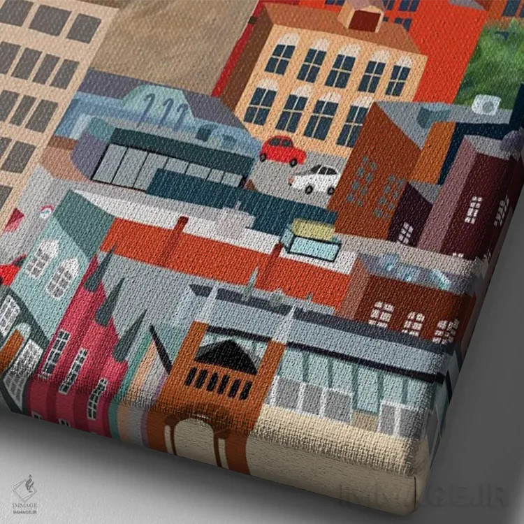 تابلو نمای هوایی مونترال اثر کارلا دالی - نمای نزدیک بافت بوم