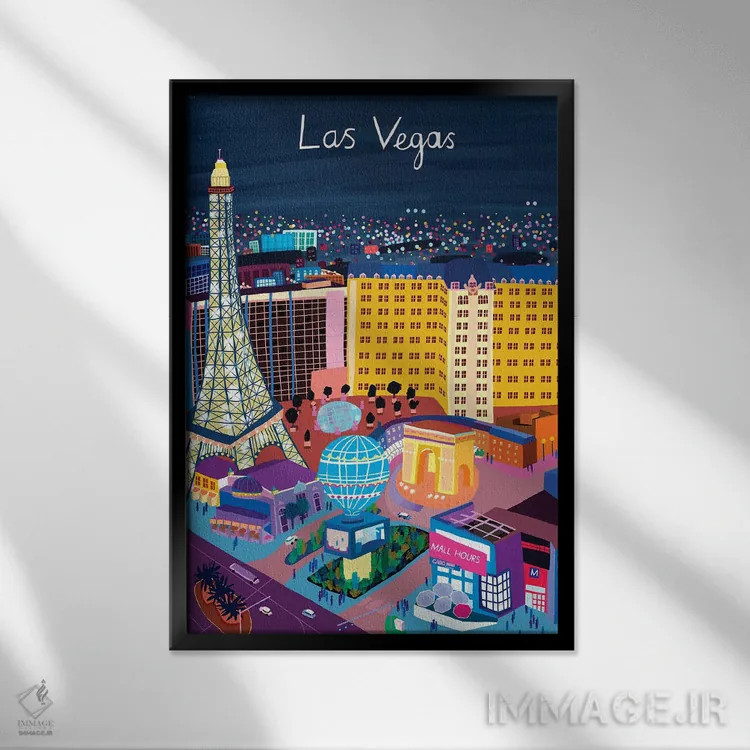 تابلو نمای هوایی لاسوگاس اثر کارلا دالی - نمای قابدار مشکی