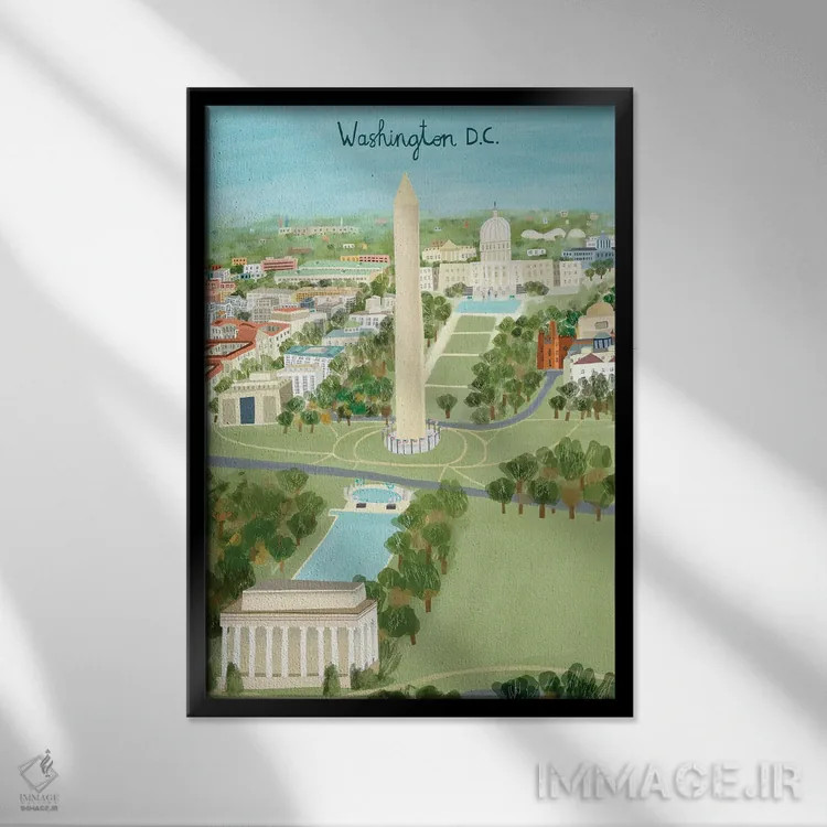 تابلو نمای هوایی واشینگتن دی.سی. اثر کارلا دالی - نمای قابدار مشکی