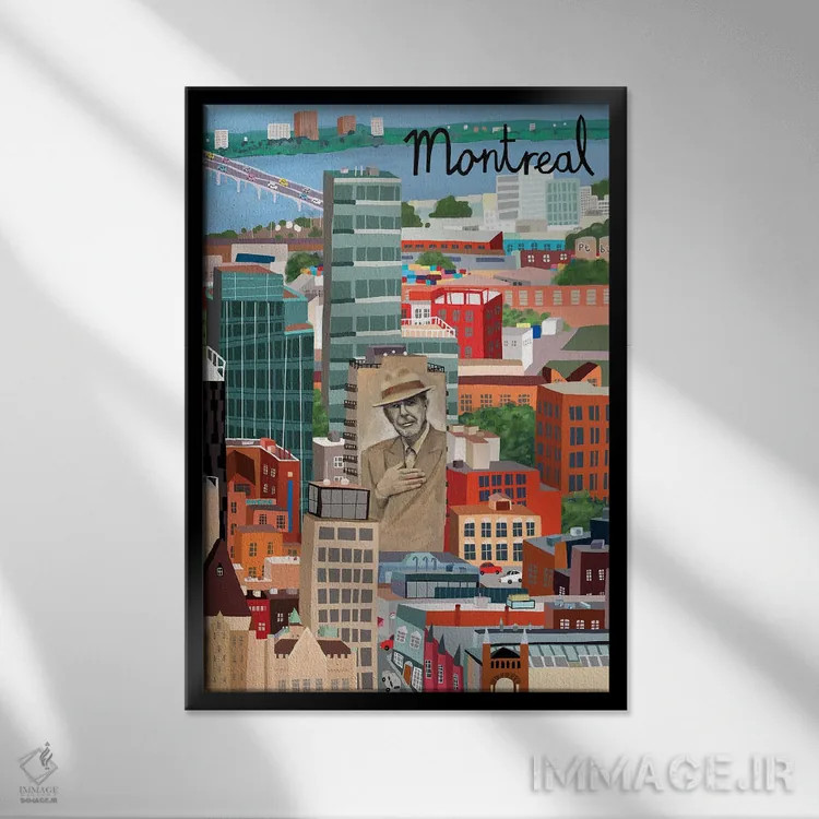 تابلو نمای هوایی مونترال اثر کارلا دالی - نمای قابدار مشکی