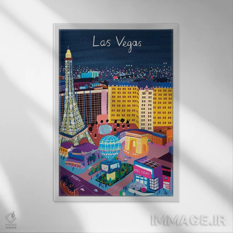 تابلو نمای هوایی لاسوگاس اثر کارلا دالی - نمای قابدار سفید