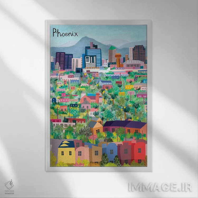 تابلو نمای هوایی فونیکس (آریزونا) اثر کارلا دالی - نمای قابدار سفید