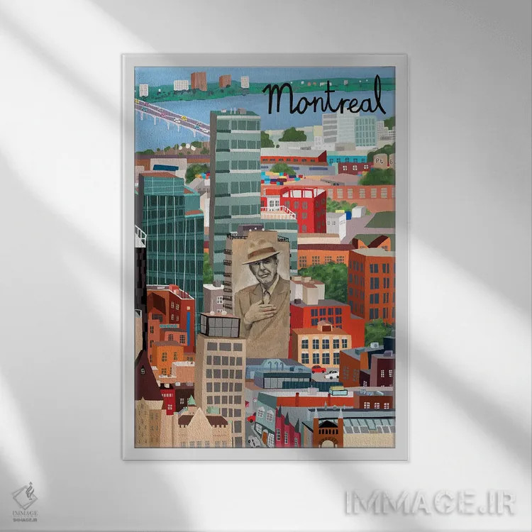 تابلو نمای هوایی مونترال اثر کارلا دالی - نمای قابدار سفید