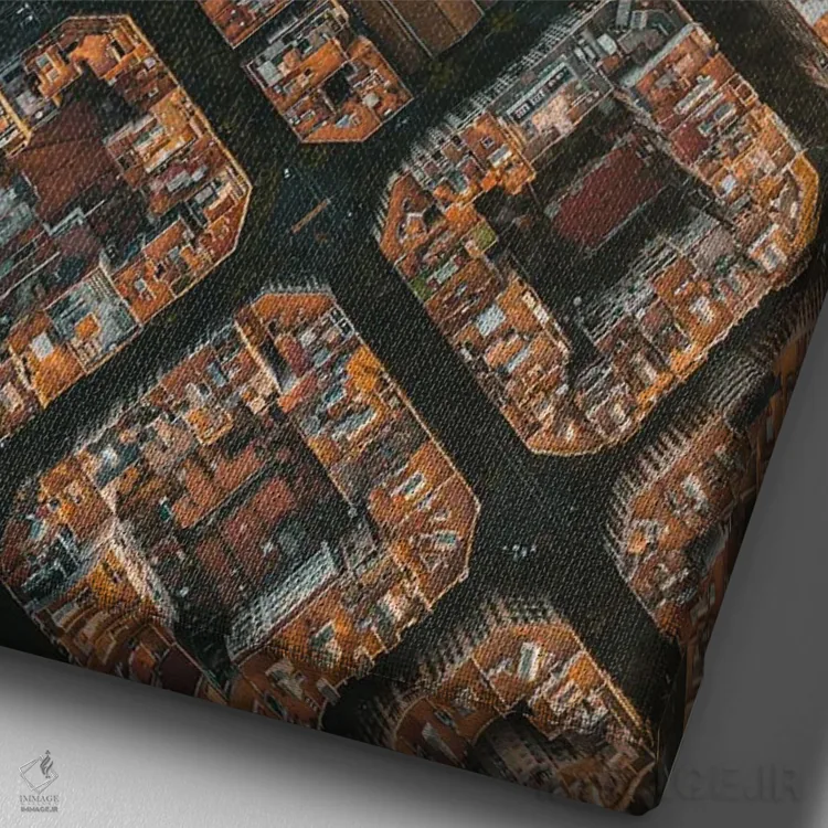 تابلو مکعبها اثر آندریا کاروزو - نمای نزدیک بافت بوم