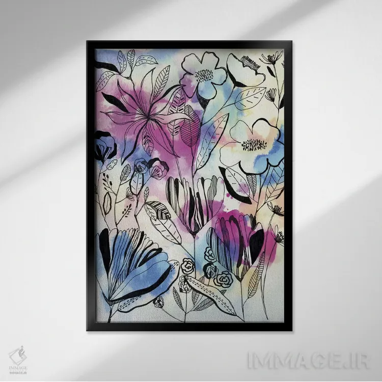 تابلو گلهای وحشی (قسمت اول) اثر کایِنا بلانکا - نمای قابدار مشکی