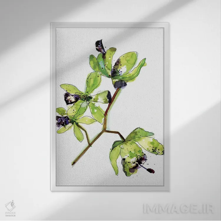 تابلو ارکیدههای نئونی اثر کایِنا بلانکا - نمای قابدار سفید