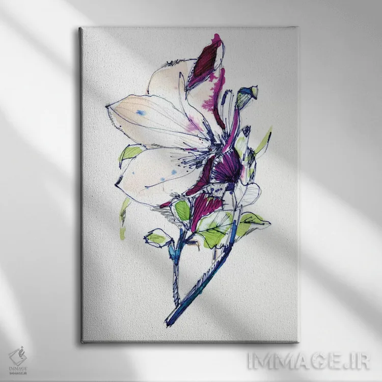 تابلو طرح گل اثر کایِنا بلانکا - نمای روبهرو روی دیوار
