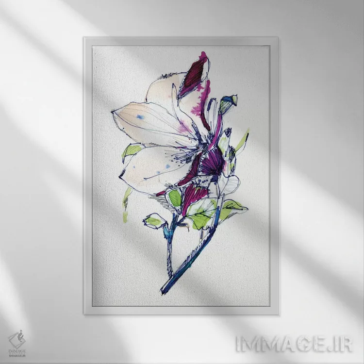 تابلو طرح گل اثر کایِنا بلانکا - نمای قابدار سفید