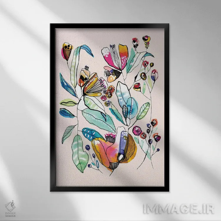 تابلو گلهای وحشی (قسمت دوم) اثر کایِنا بلانکا - نمای قابدار مشکی