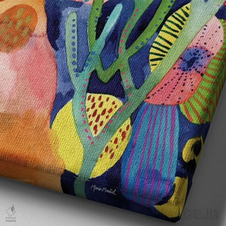 تابلو زندگی آبی اثر کایِنا بلانکا - نمای نزدیک بافت بوم