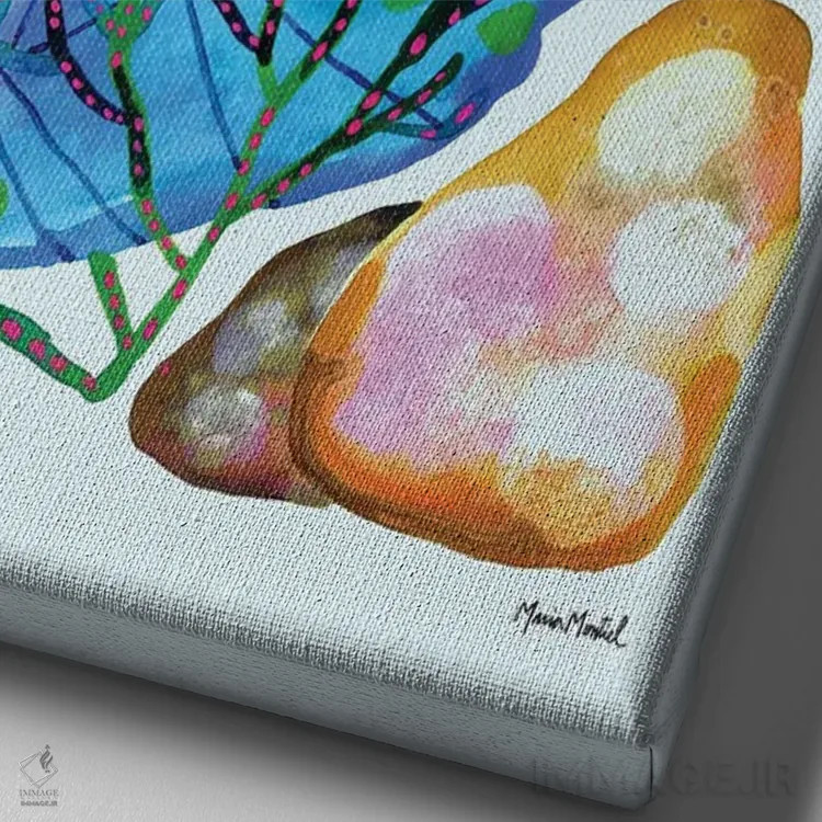 تابلو زندگی دریایی اثر کایِنا بلانکا - نمای نزدیک بافت بوم