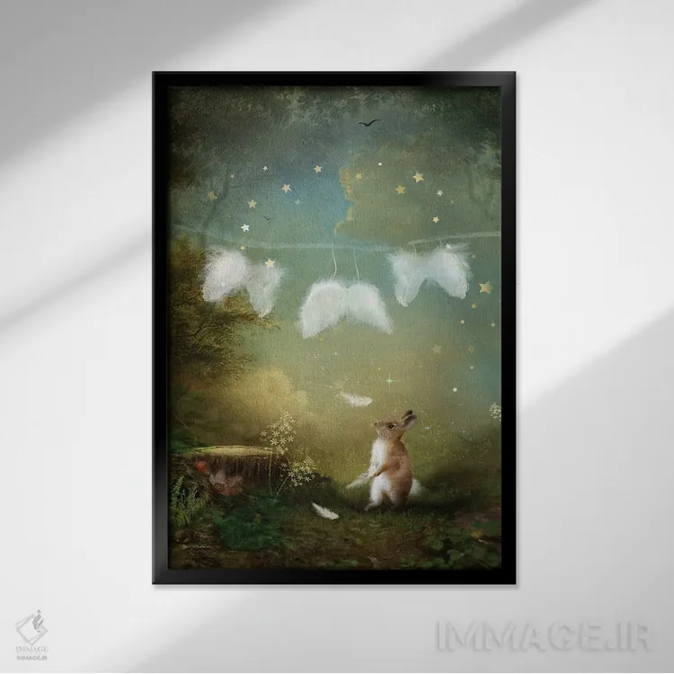 تابلو ذرهای بهشت من اثر شارلوت بیرد - نمای قابدار مشکی