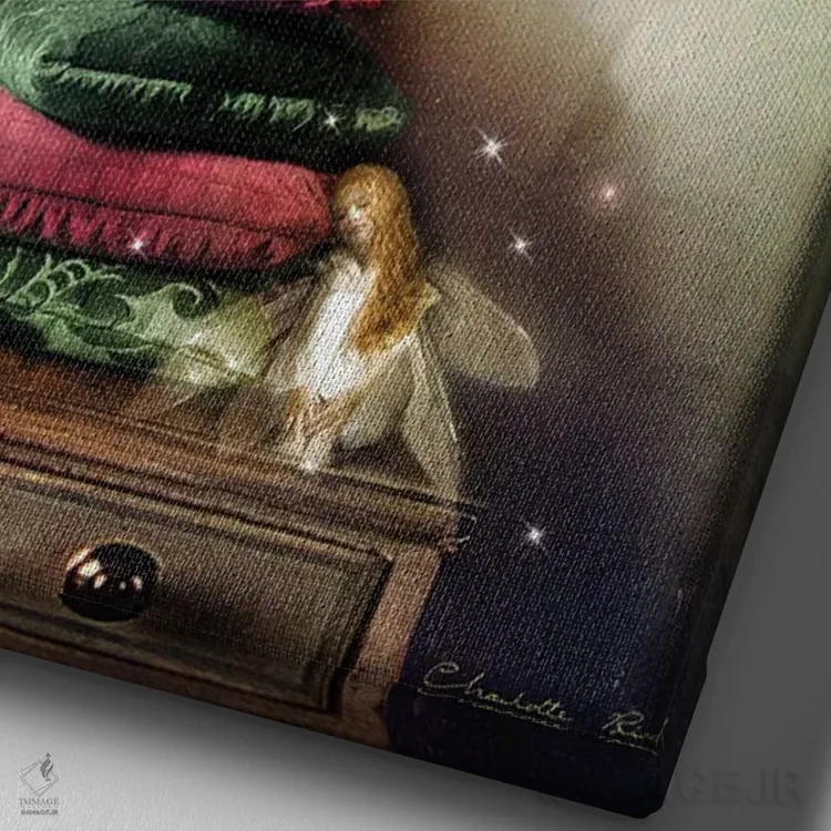 تابلو هنگام افتادن سایهها اثر شارلوت بیرد - نمای نزدیک بافت بوم