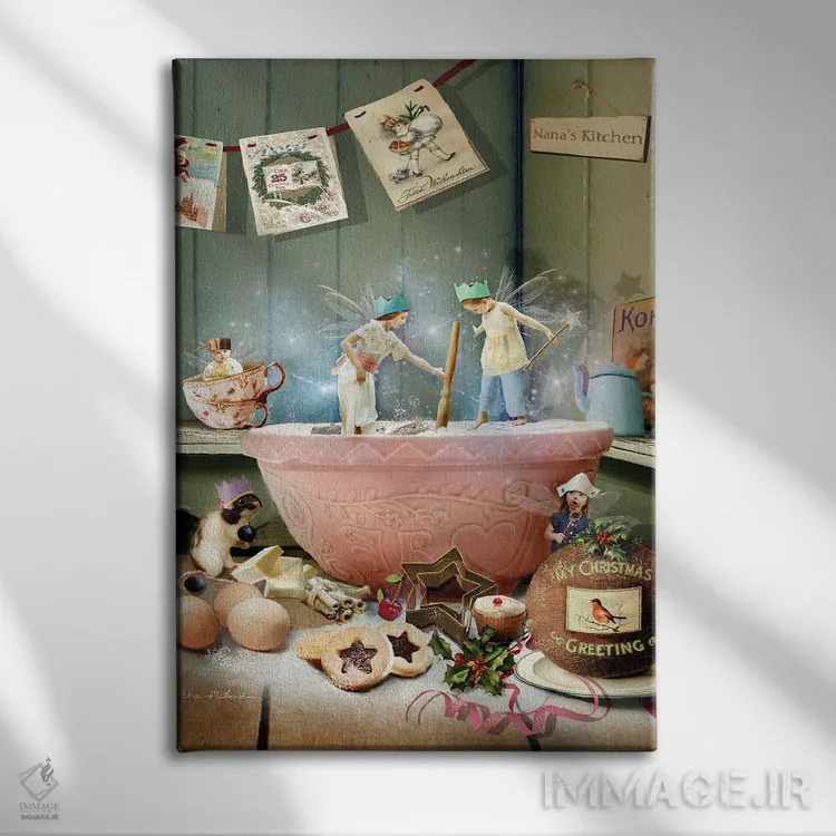 تابلو چکهای جادوی کریسمس اثر شارلوت بیرد - نمای روبهرو روی دیوار