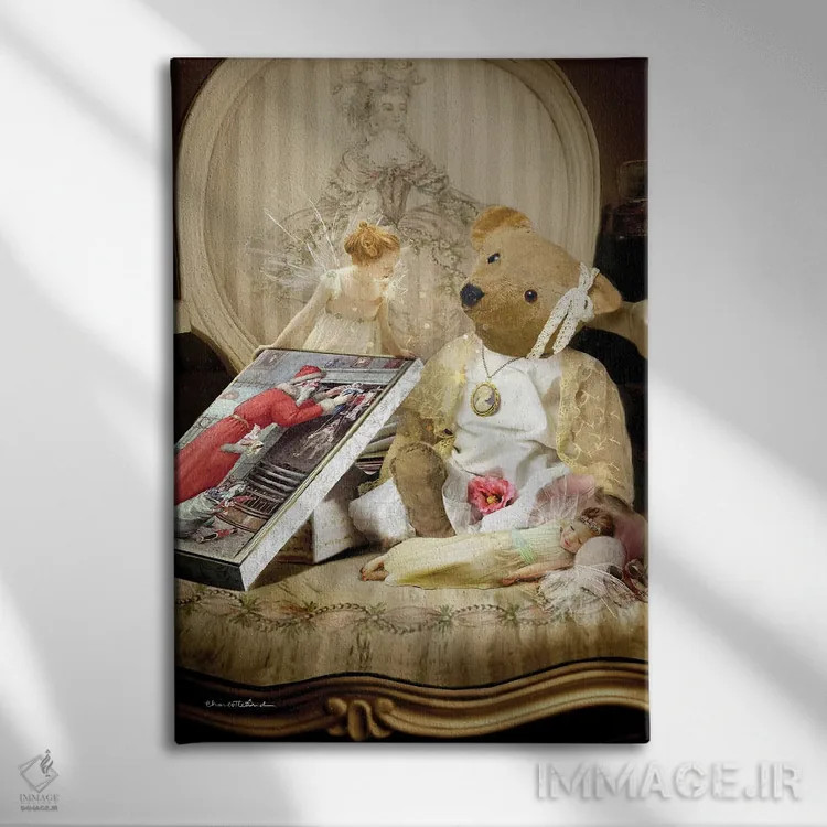 تابلو کریسمس خرسوار شاد اثر شارلوت بیرد - نمای روبهرو روی دیوار