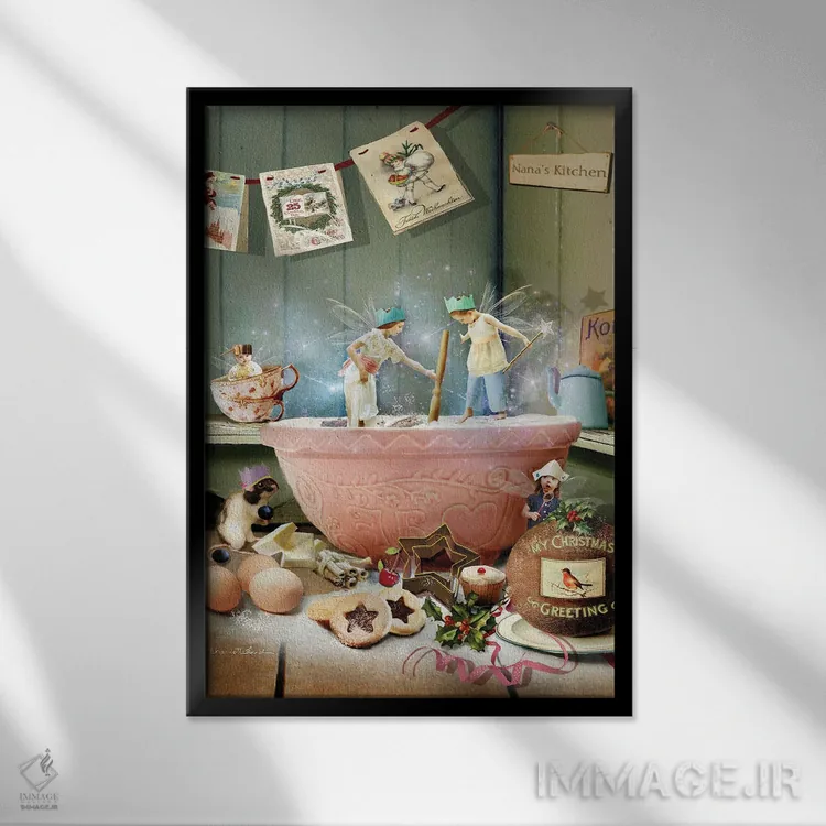 تابلو چکهای جادوی کریسمس اثر شارلوت بیرد - نمای قابدار مشکی