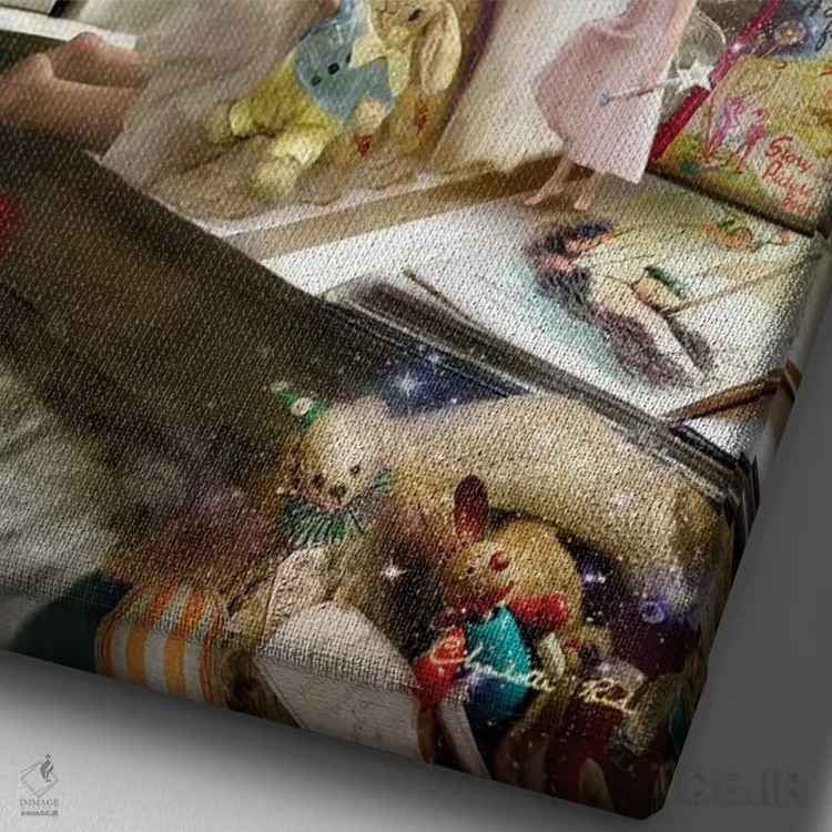 تابلو جادوی کریسمس اثر شارلوت بیرد - نمای نزدیک بافت بوم