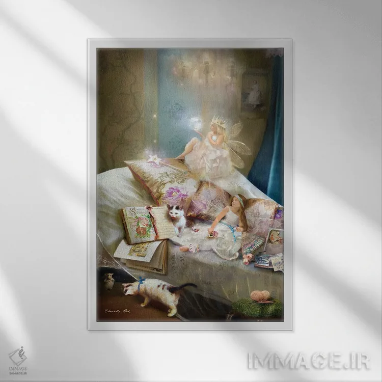 تابلو گربهکوچولو گربهکوچولو (شعر کودکانه) اثر شارلوت بیرد - نمای قابدار سفید