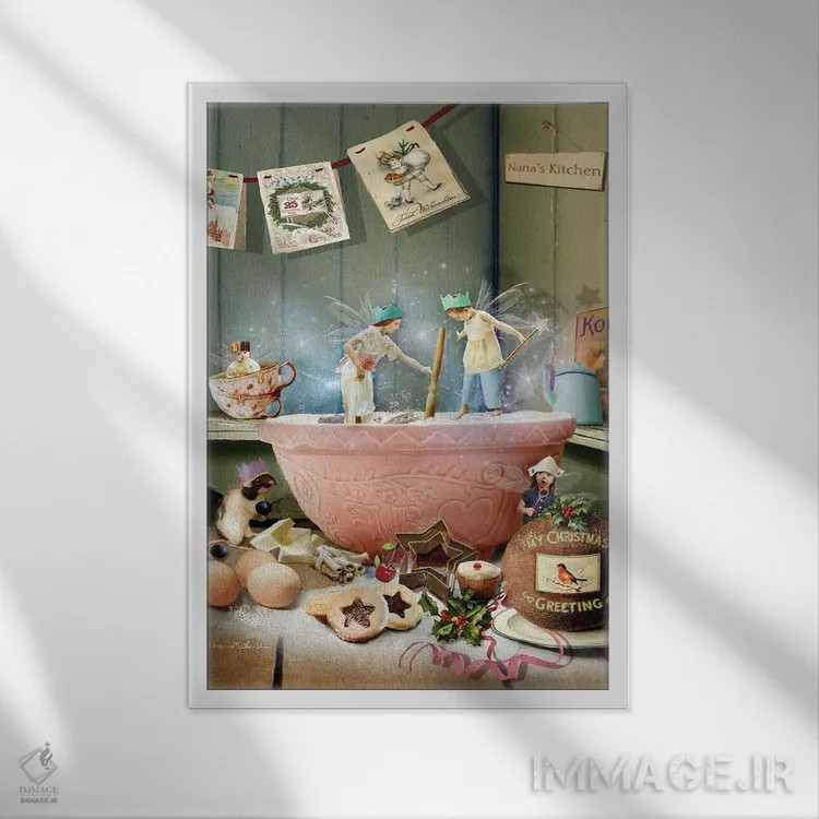 تابلو چکهای جادوی کریسمس اثر شارلوت بیرد - نمای قابدار سفید