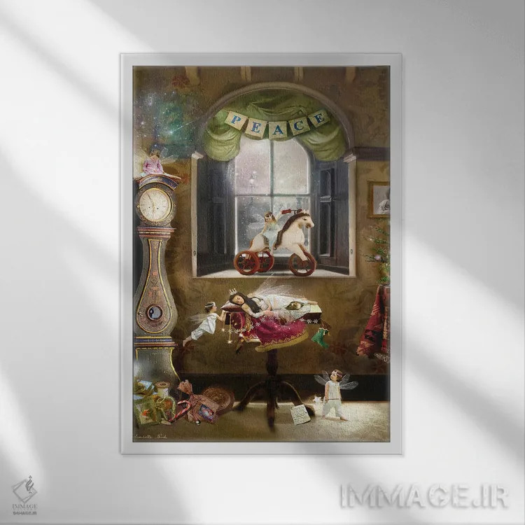 تابلو صبح کریسمس اثر شارلوت بیرد - نمای قابدار سفید