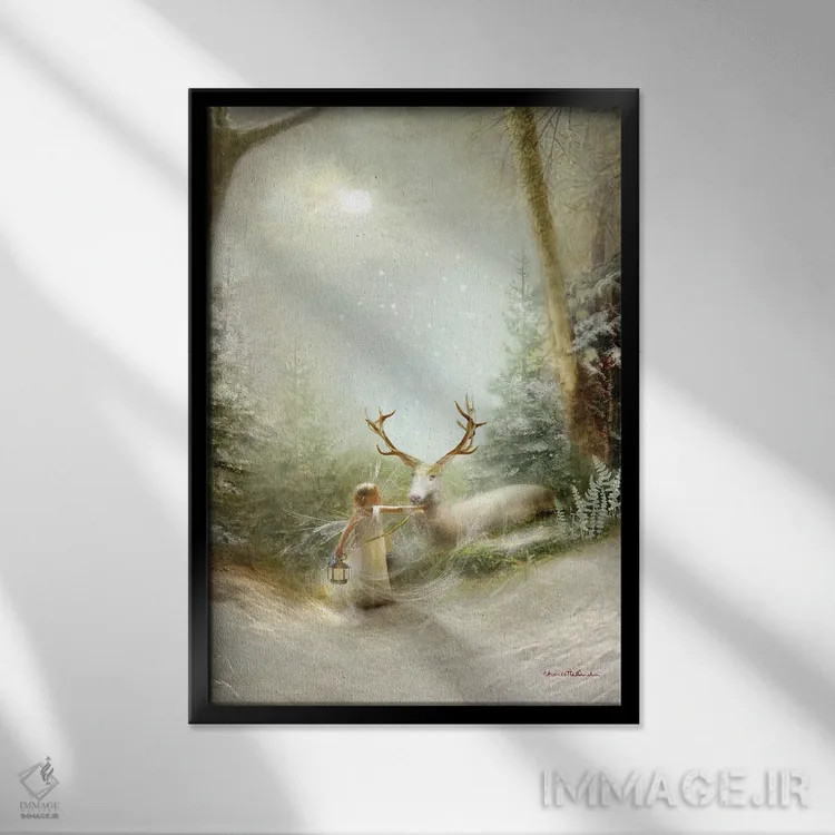 تابلو شب کریسمس مهآلود اثر شارلوت بیرد - نمای قابدار مشکی