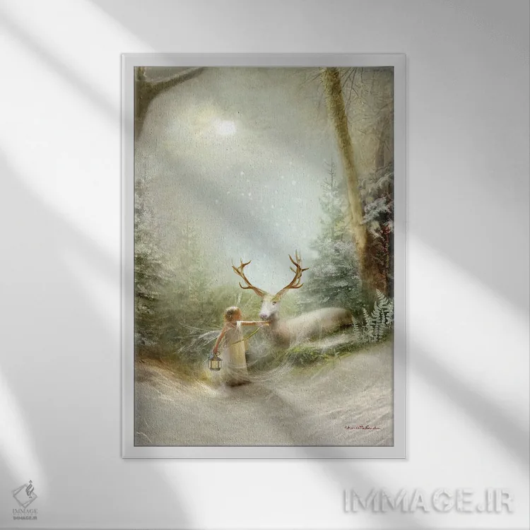 تابلو شب کریسمس مهآلود اثر شارلوت بیرد - نمای قابدار سفید